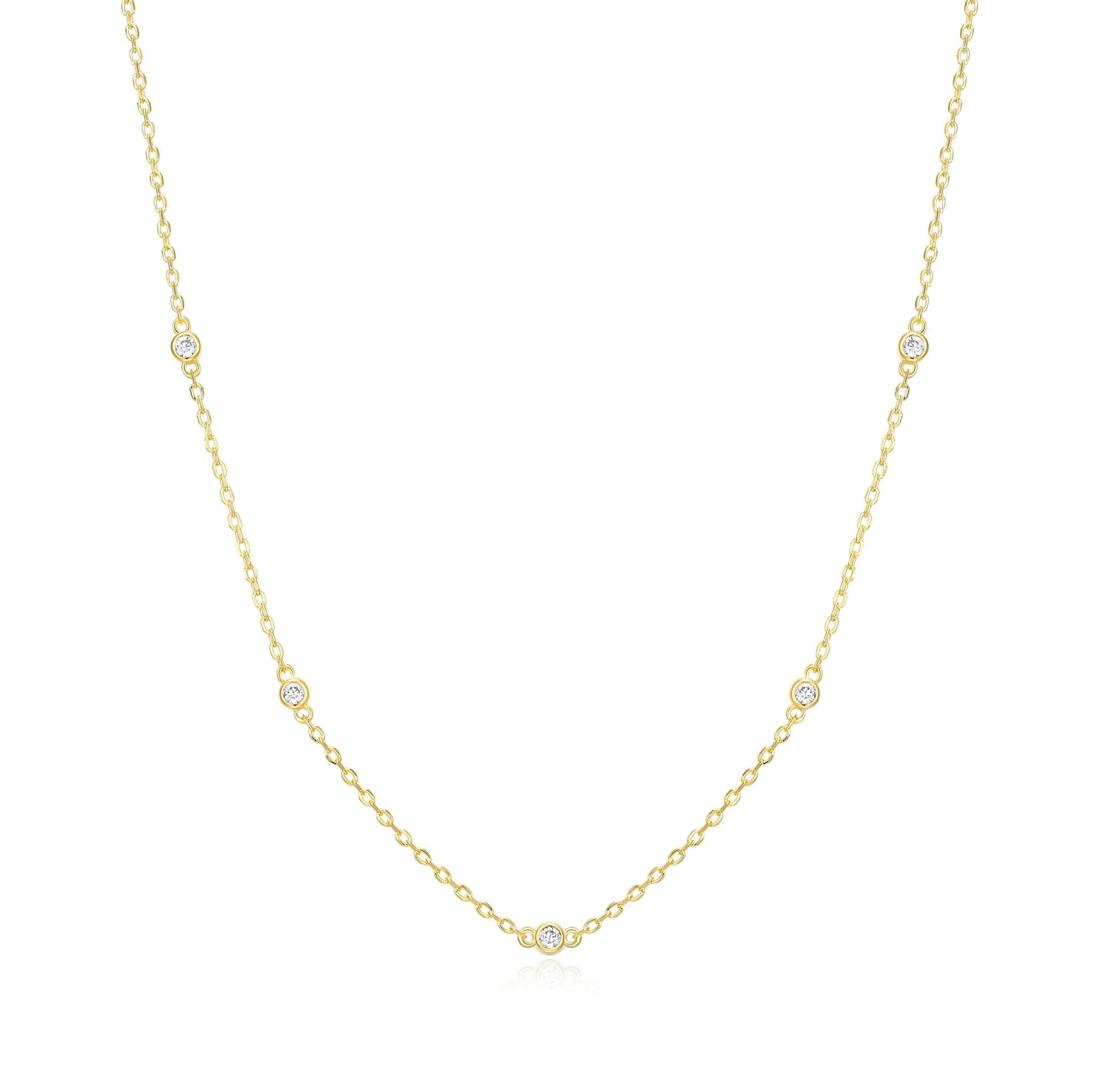 Monte Luna Lab-Grown Bezel Station Necklace in 18K Yellow Gold-Plated Sterling Silver at Arman's Jewellers Kitchener