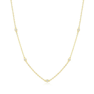 Monte Luna Lab-Grown Bezel Station Necklace in 18K Yellow Gold-Plated Sterling Silver at Arman's Jewellers Kitchener
