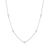 Monte Luna Lab-Grown Bezel Station Necklace in Rhodium-Plated Sterling Silver at Arman's Jewellers Kitchener