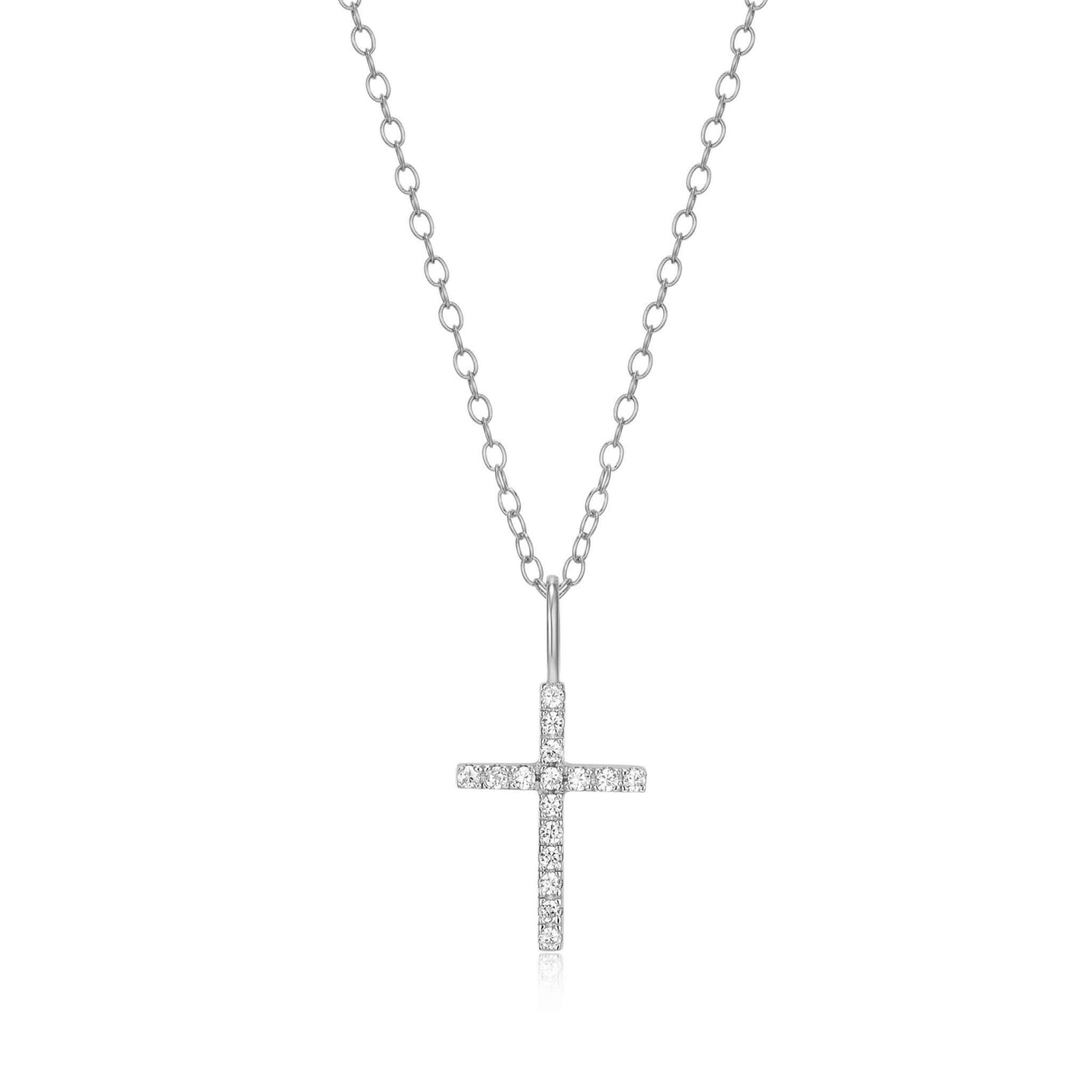 Monte Luna Lab-Grown Diamond Cross Pendant Necklace in Rhodium-Plated Sterling Silver at Arman's Jewellers Kitchener Waterloo