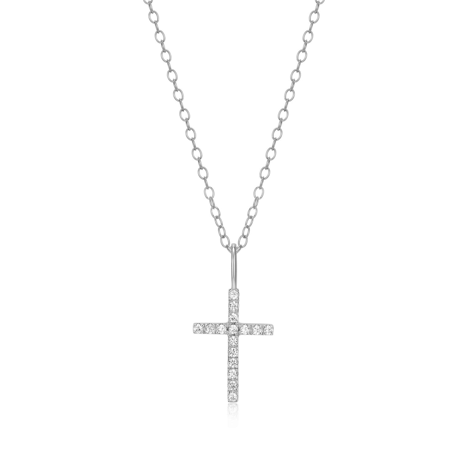 Monte Luna Lab-Grown Diamond Cross Pendant Necklace in Rhodium-Plated Sterling Silver at Arman's Jewellers Kitchener Waterloo