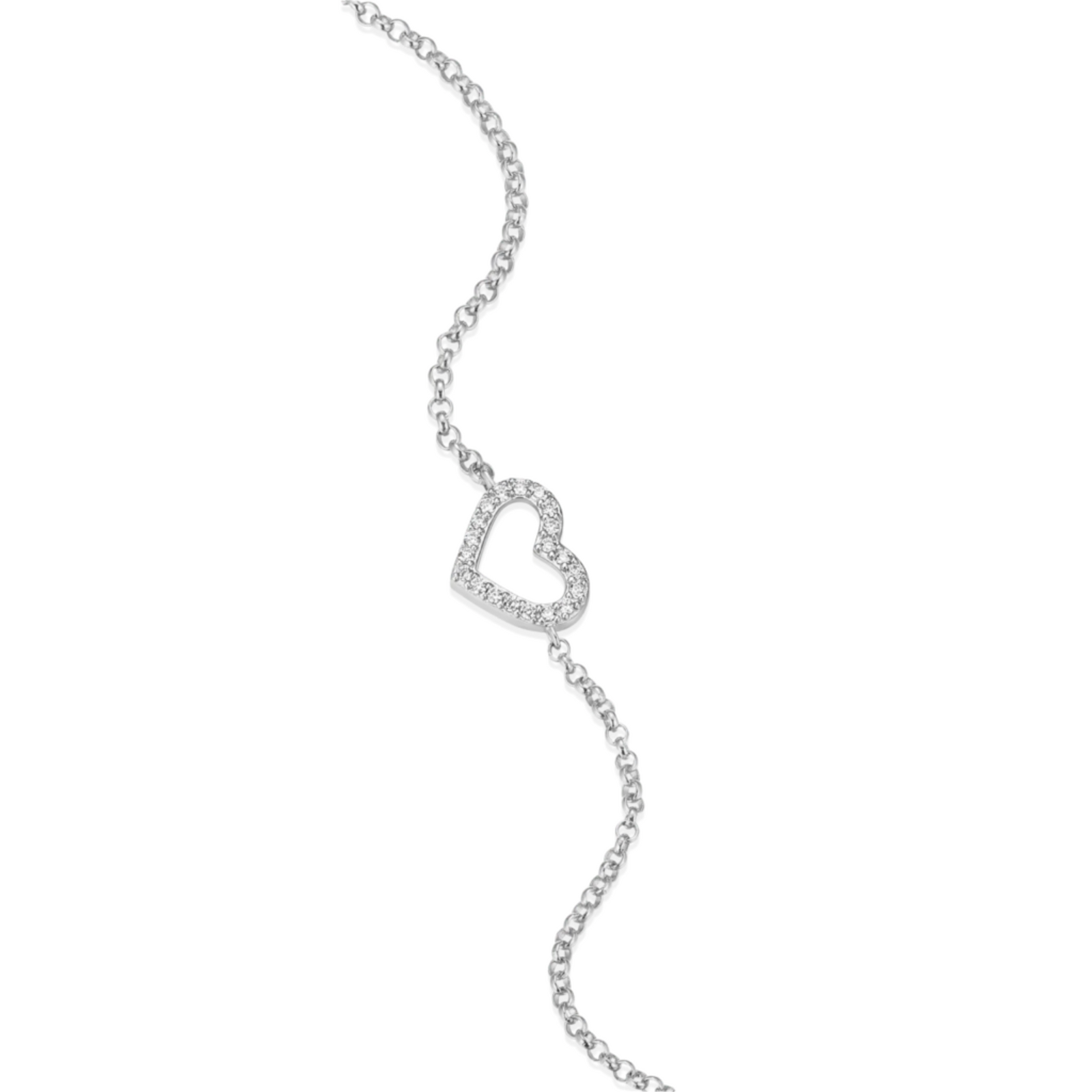 Monte Luna Lab-Grown Diamond Open Heart Bolo Bracelet in Rhodium-Plated Sterling Silver at Arman's Jewellers Kitchener