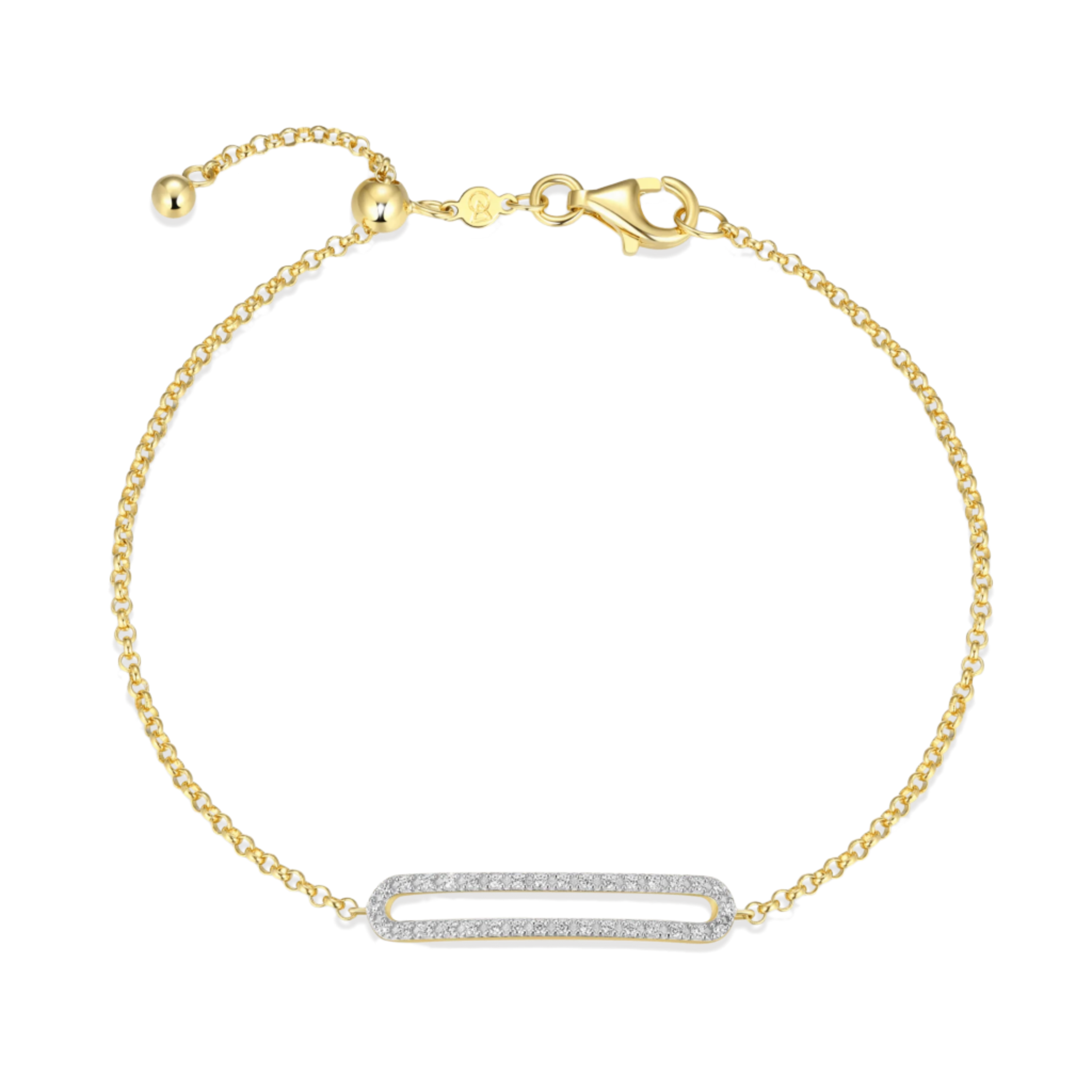 Monte Luna Lab-Grown Diamond Paperclip Charm Bolo Bracelet in 18K Yellow Gold-Plated Sterling Silver at Arman's Jewellers Kitchener 