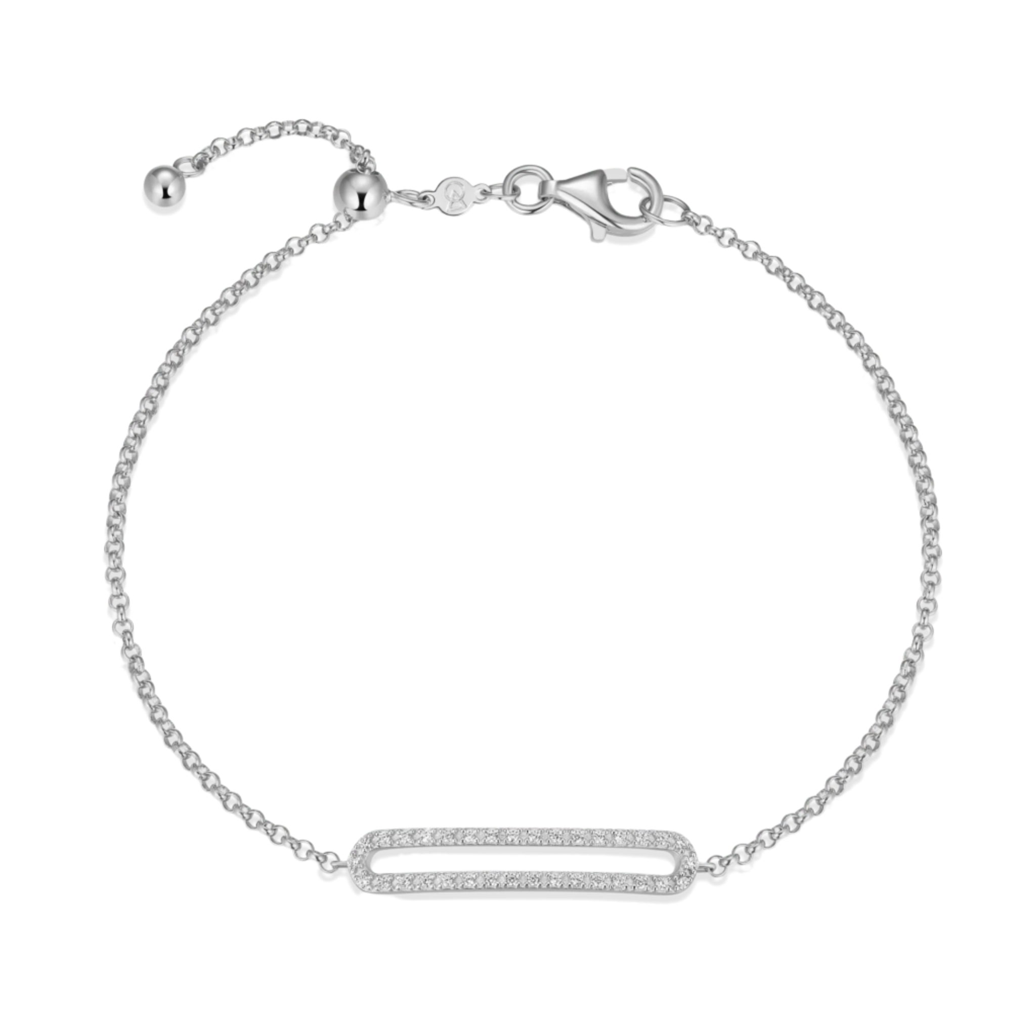 Monte Luna Lab-Grown Diamond Paperclip Charm Bolo Bracelet in Rhodium-Plated Sterling Silver at Arman's Jewellers Kitchener