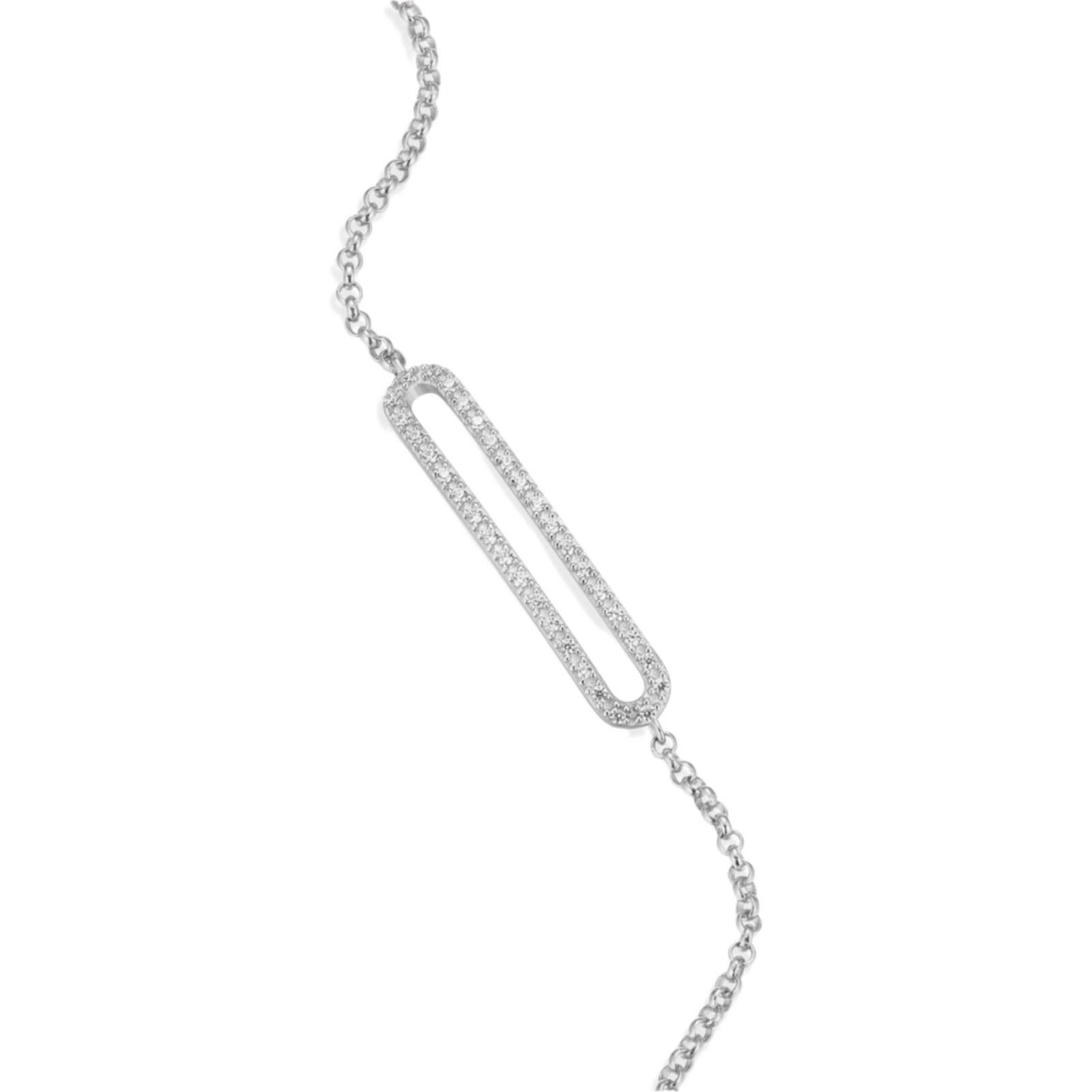 Monte Luna Lab-Grown Diamond Paperclip Charm Bolo Bracelet in Rhodium-Plated Sterling Silver at Arman's Jewellers Kitchener