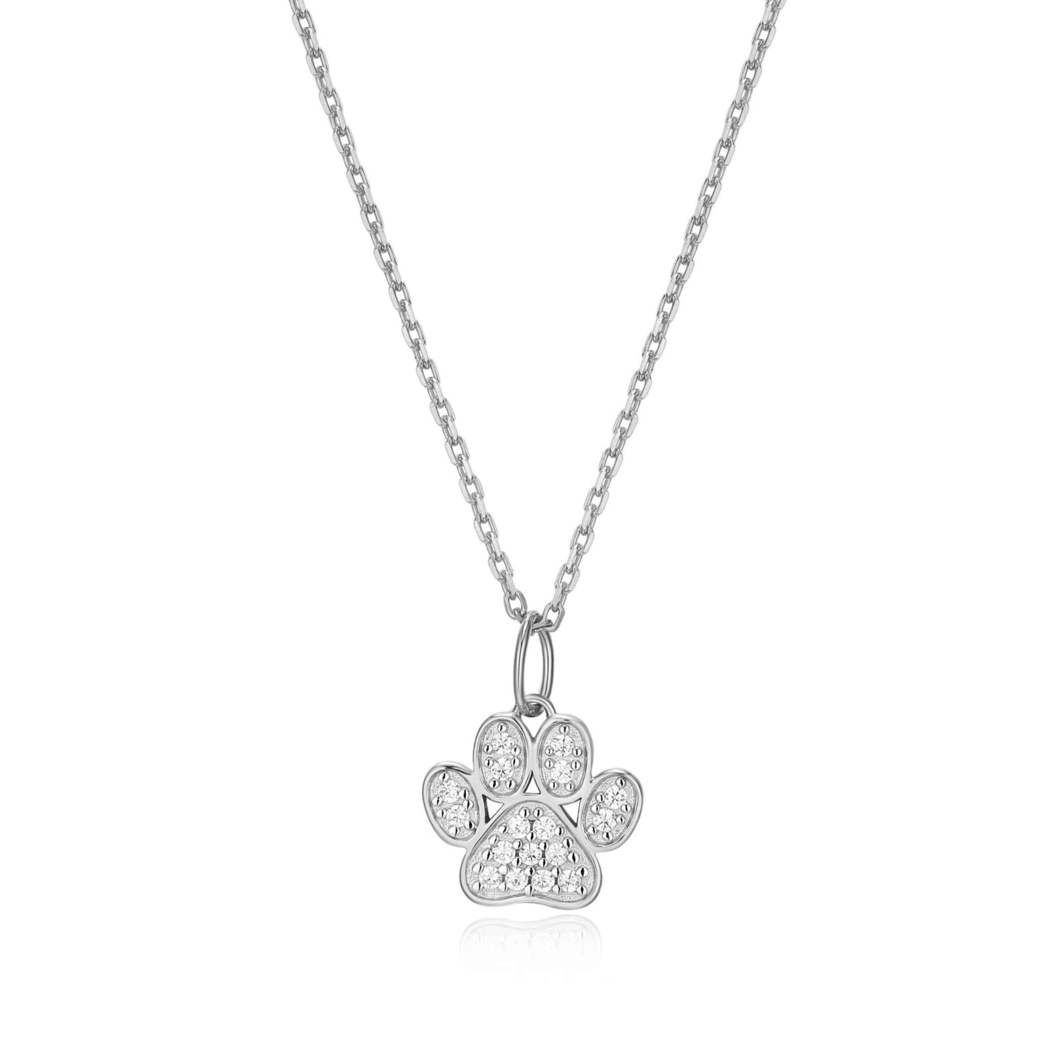 Monte Luna Lab-Grown Diamond Paw Print Pendant Necklace in Rhodium-Plated Sterling Silver at Arman's Jewellers Kitchener