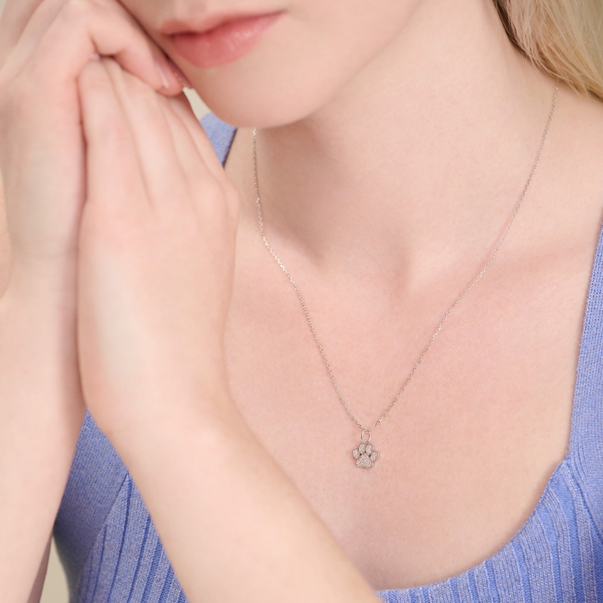 Monte Luna Lab-Grown Diamond Paw Print Pendant Necklace in Rhodium-Plated Sterling Silver at Arman's Jewellers Kitchener