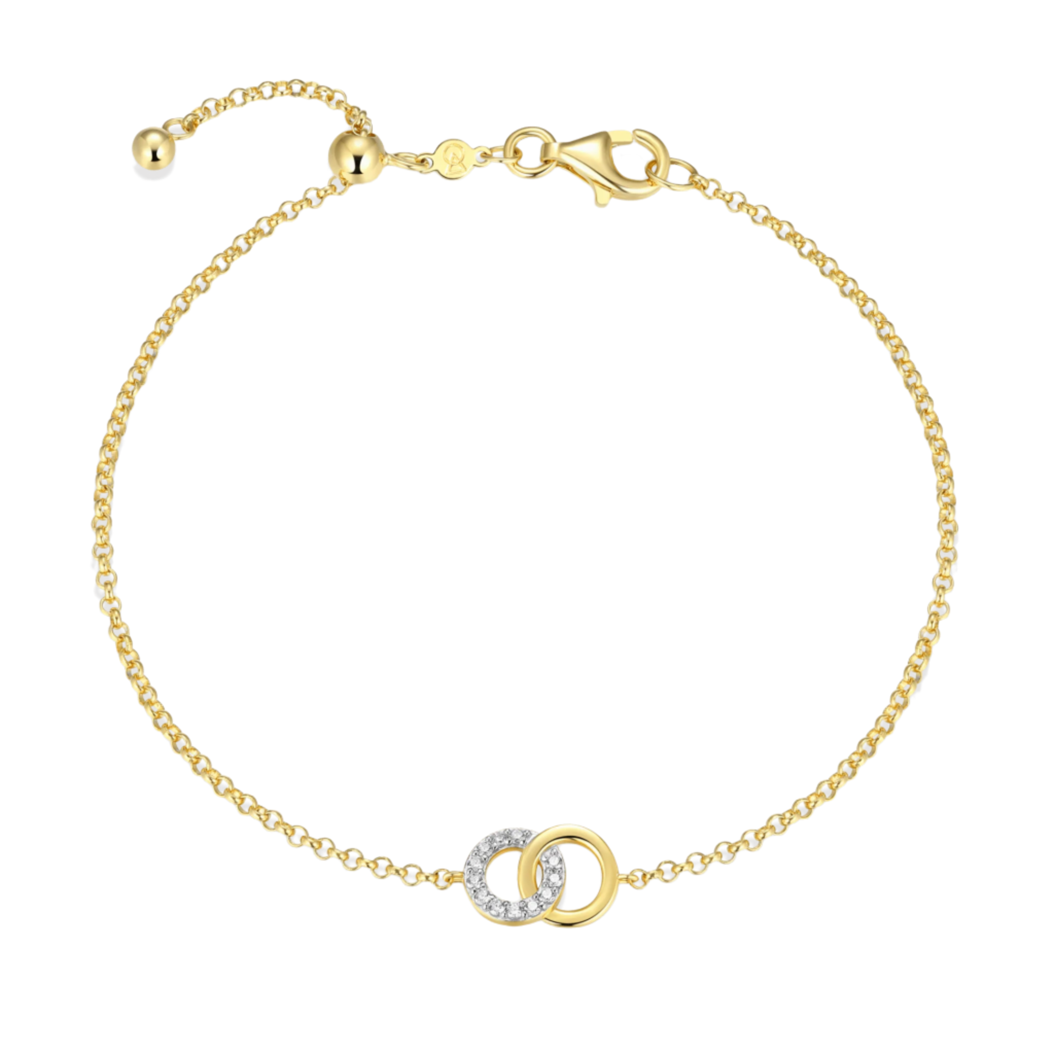 Monte Luna Lab-Grown Diamond Twin Circle Bolo Bracelet in 18K Yellow Gold-Plated Sterling Silver at Arman's Jewellers Kitchener