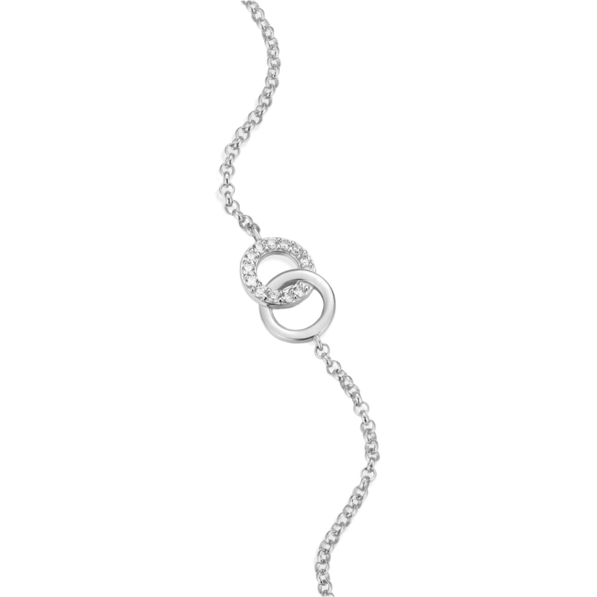Monte Luna Lab-Grown Diamond Twin Circle Bolo Bracelet in Rhodium-Plated Sterling Silver at Armans Jewellers Kitchener