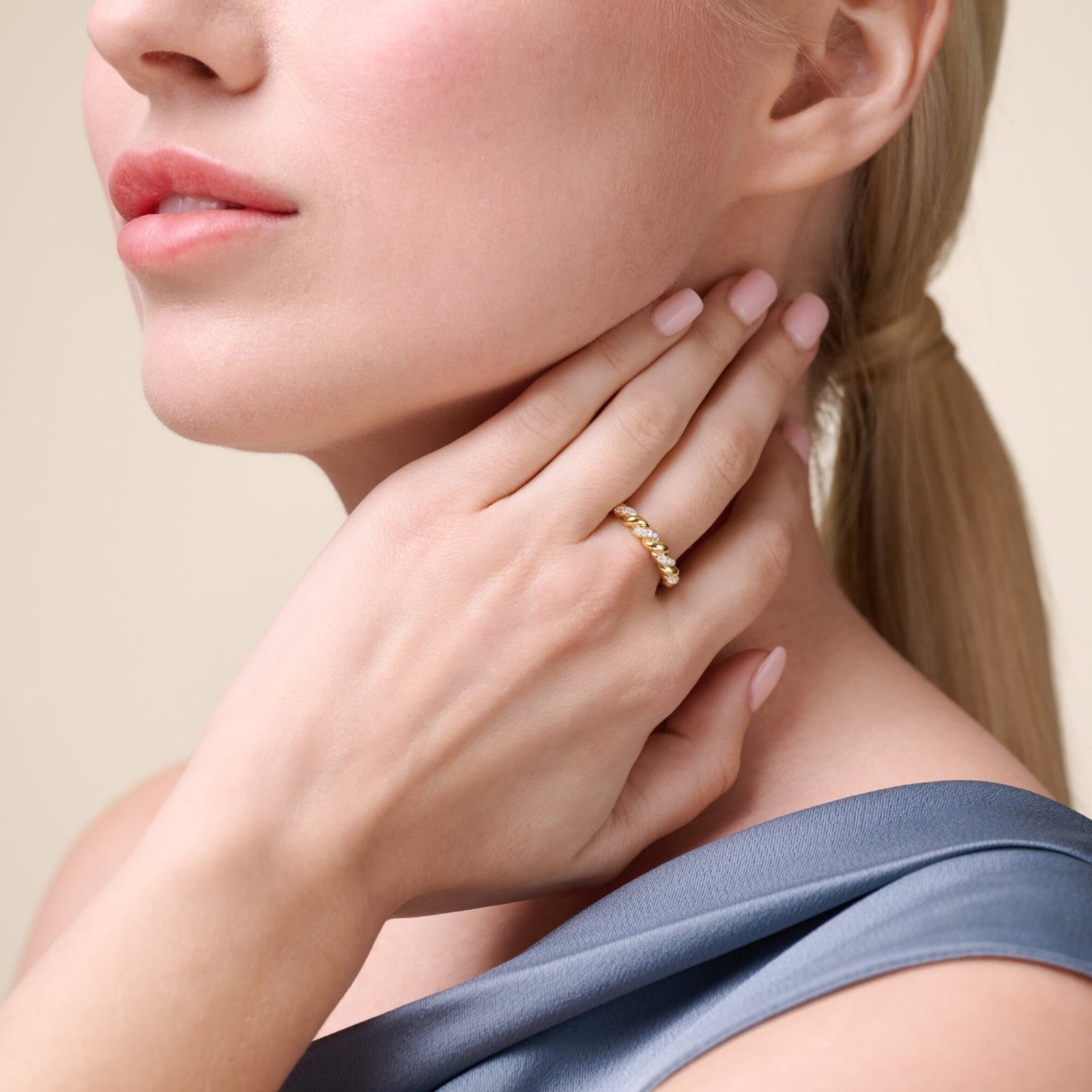 Monte Luna Lab-Grown Diamond Twist Stackable Ring in 18K Yellow Gold-Plated Sterling Silver at Arman's Jewellers Kitchener