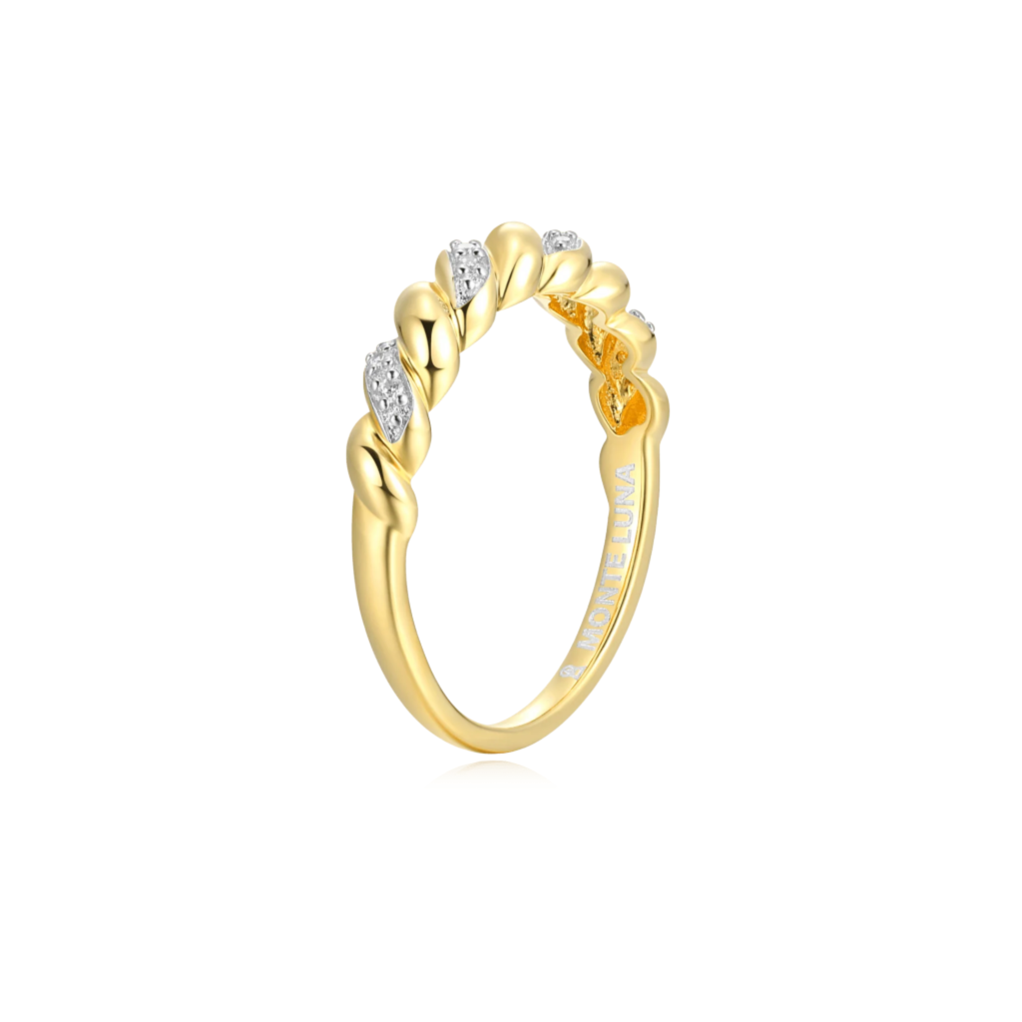 Monte Luna Lab-Grown Diamond Twist Stackable Ring in 18K Yellow Gold-Plated Sterling Silver at Arman's Jewellers