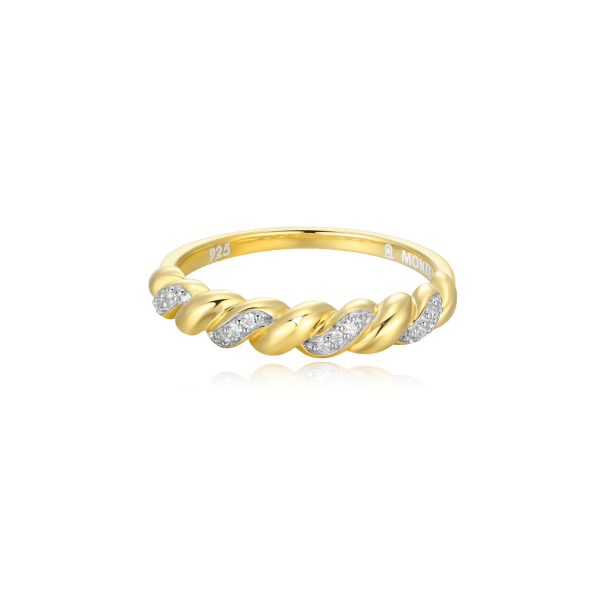 Monte Luna Lab-Grown Diamond Twist Stackable Ring in 18K Yellow Gold-Plated Sterling Silver at Arman's Jewellers