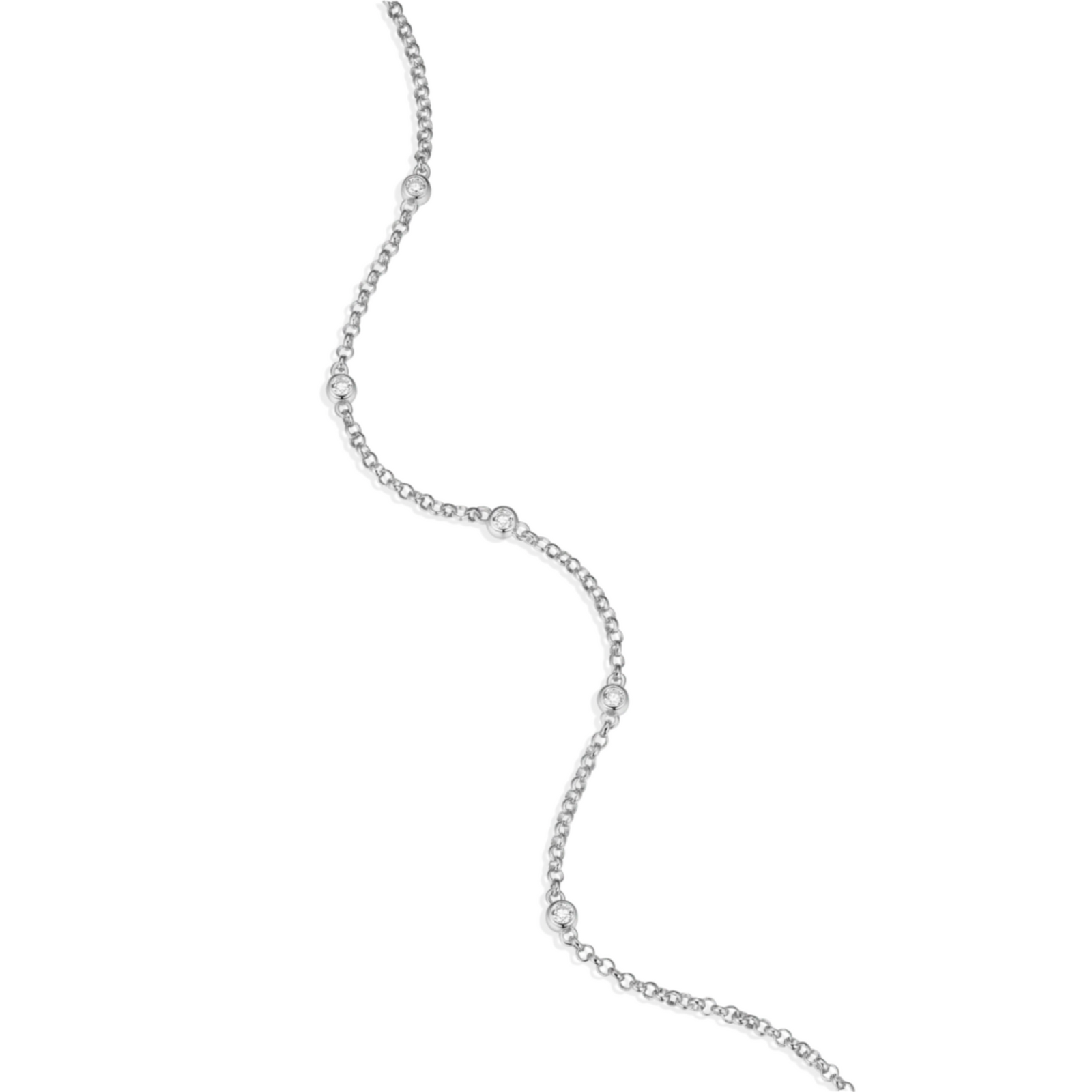 Monte Luna Lab-Grown Diamond Bezel Station Bolo Bracelet in Rhodium-Plated Sterling Silver