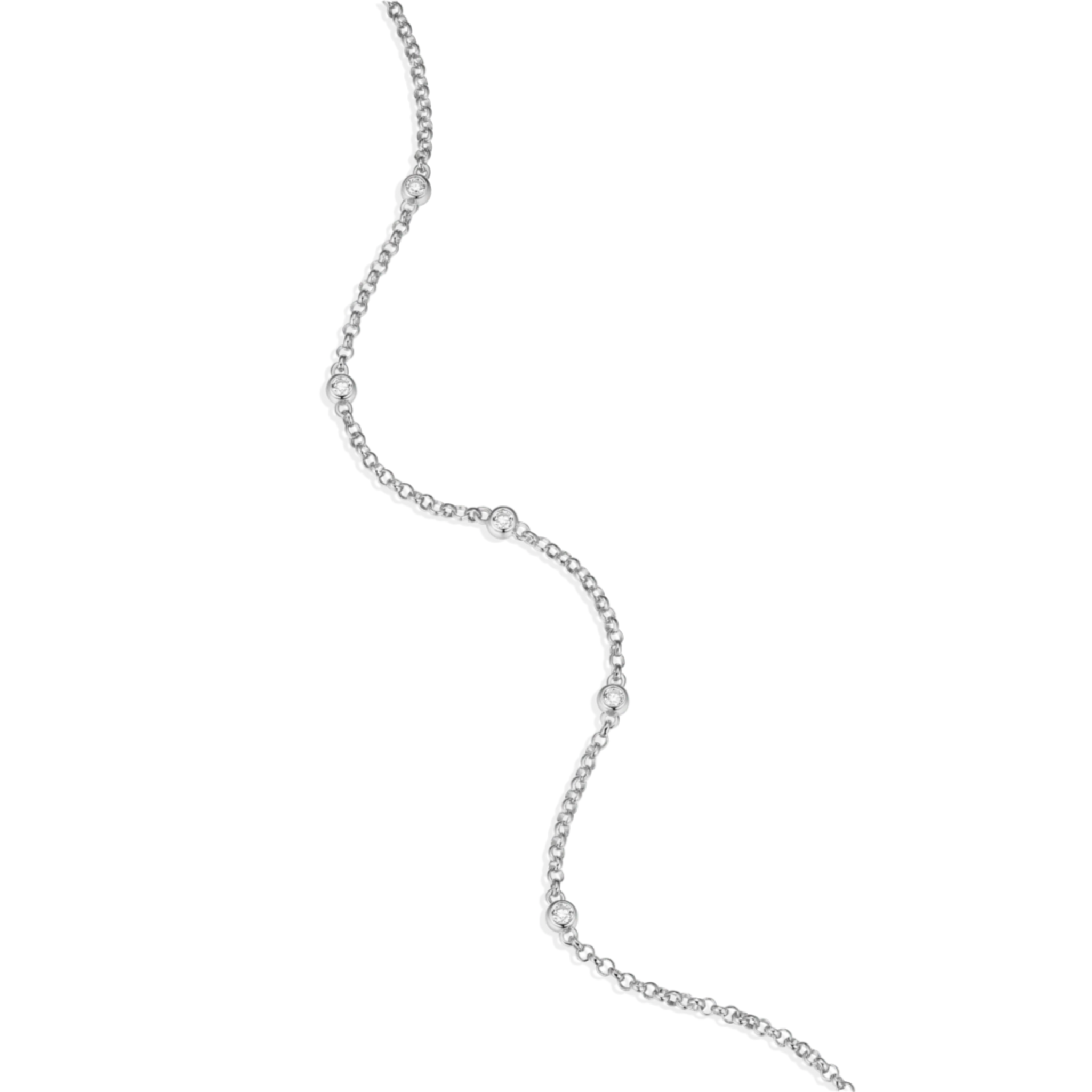 Monte Luna Lab-Grown Diamond Bezel Station Bolo Bracelet in Rhodium-Plated Sterling Silver