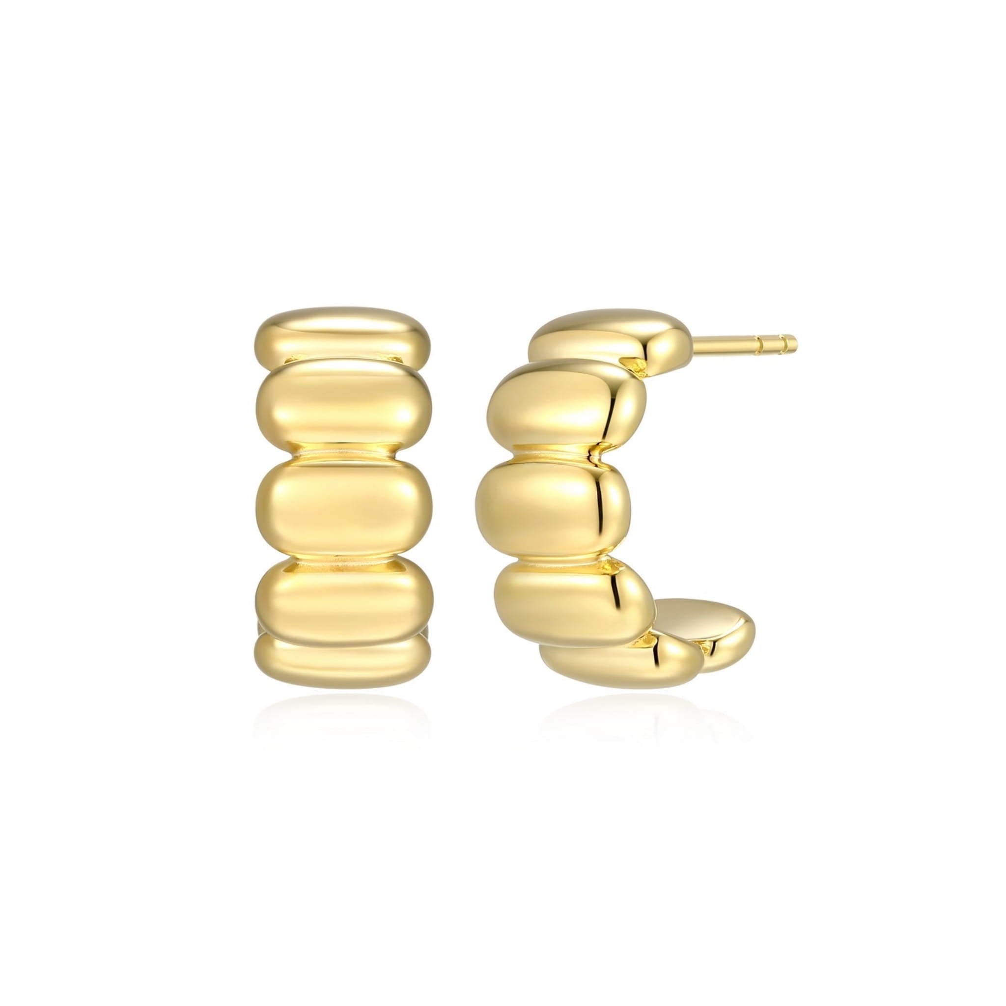 Puffy Ribbed Half Hoop Earrings