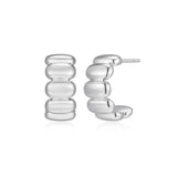 Puffy Ribbed Half Hoop Earrings