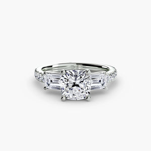 Three-Stone Ring with Pavé Band 4