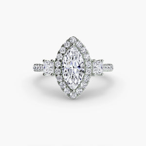 Three-Stone Ring with Halo 2