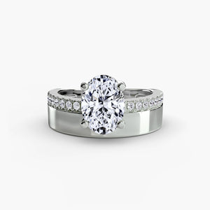 Wide Band Solitaire with Pavé Band