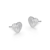 Ribbed Puffy Heart Silver Stud Earrings at Arman's Jewellers Kitchener