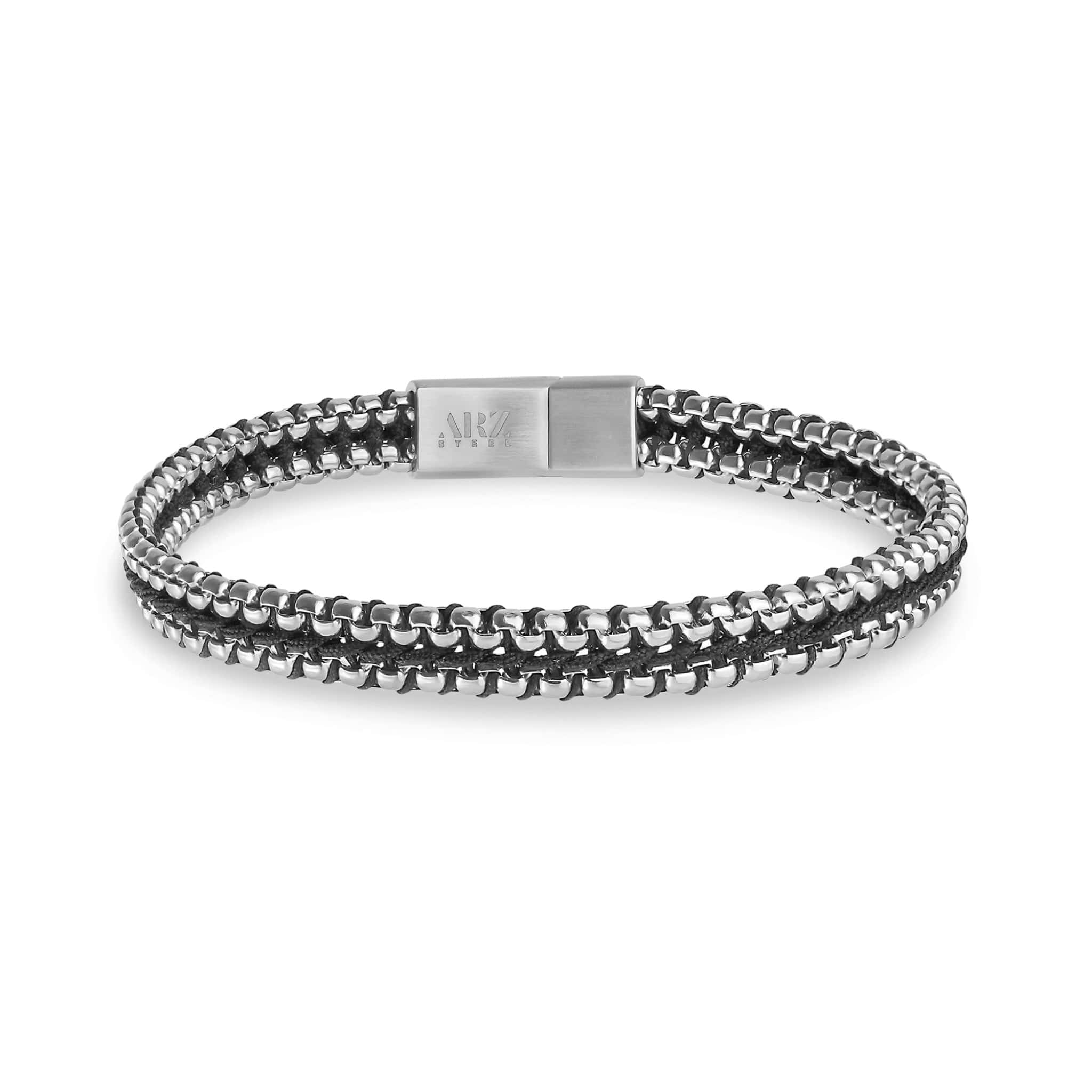 Round Box Black Cord Steel Bracelet at Arman's Jewellers Kitchener