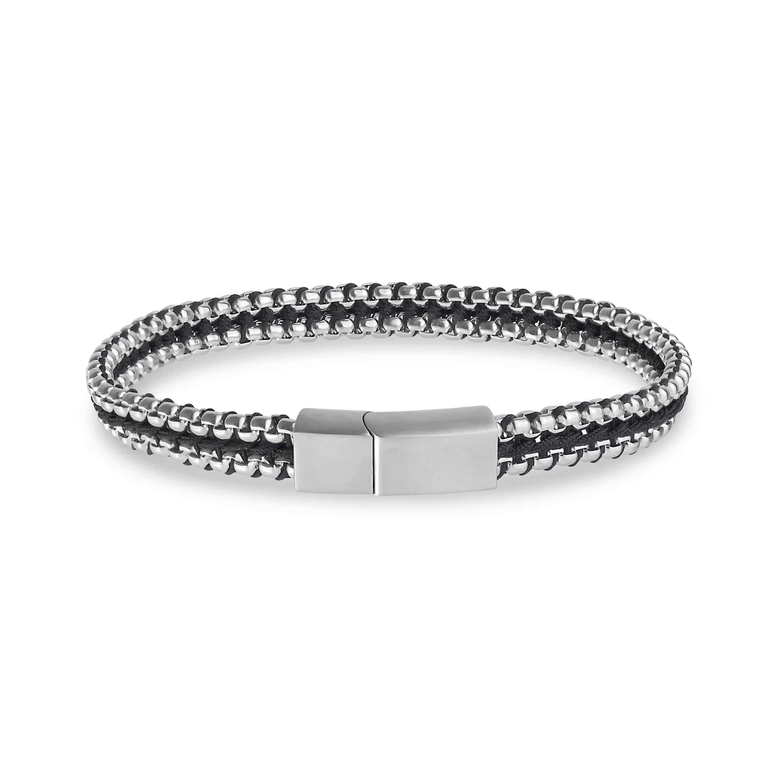 Round Box Black Cord Steel Bracelet at Arman's Jewellers Kitchener