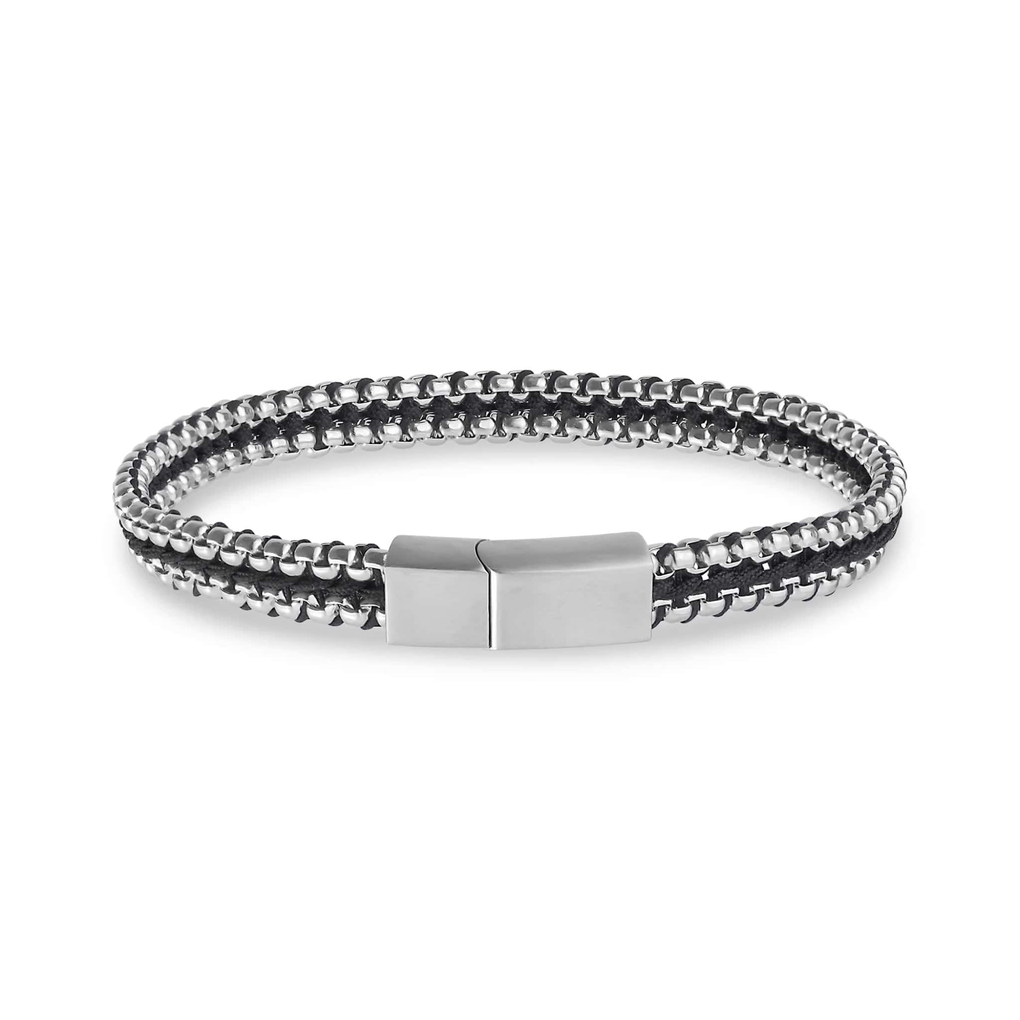Round Box Black Cord Steel Bracelet at Arman's Jewellers Kitchener