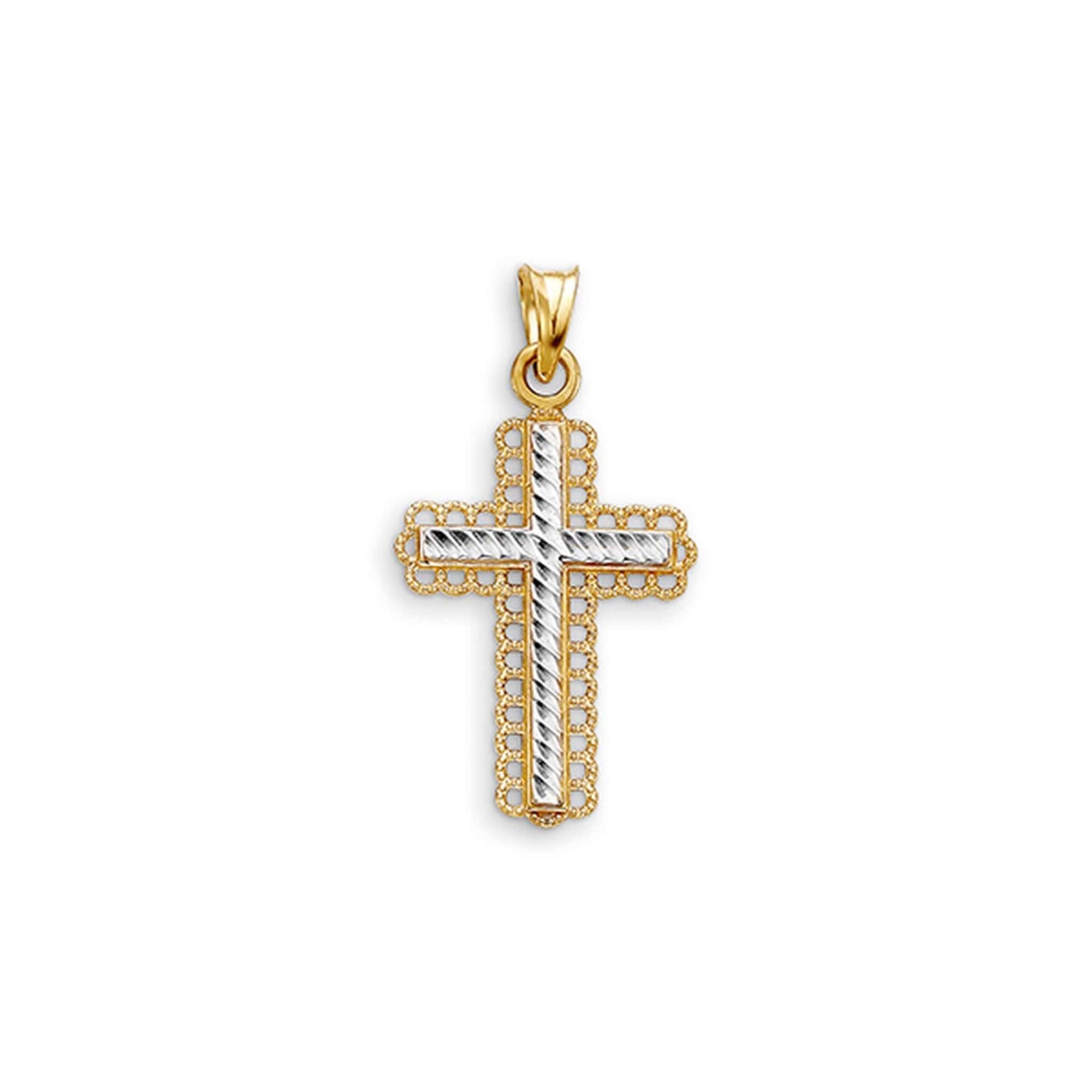 10K Detailed Diamond-Cut Cross Pendant at Arman's Jewellers