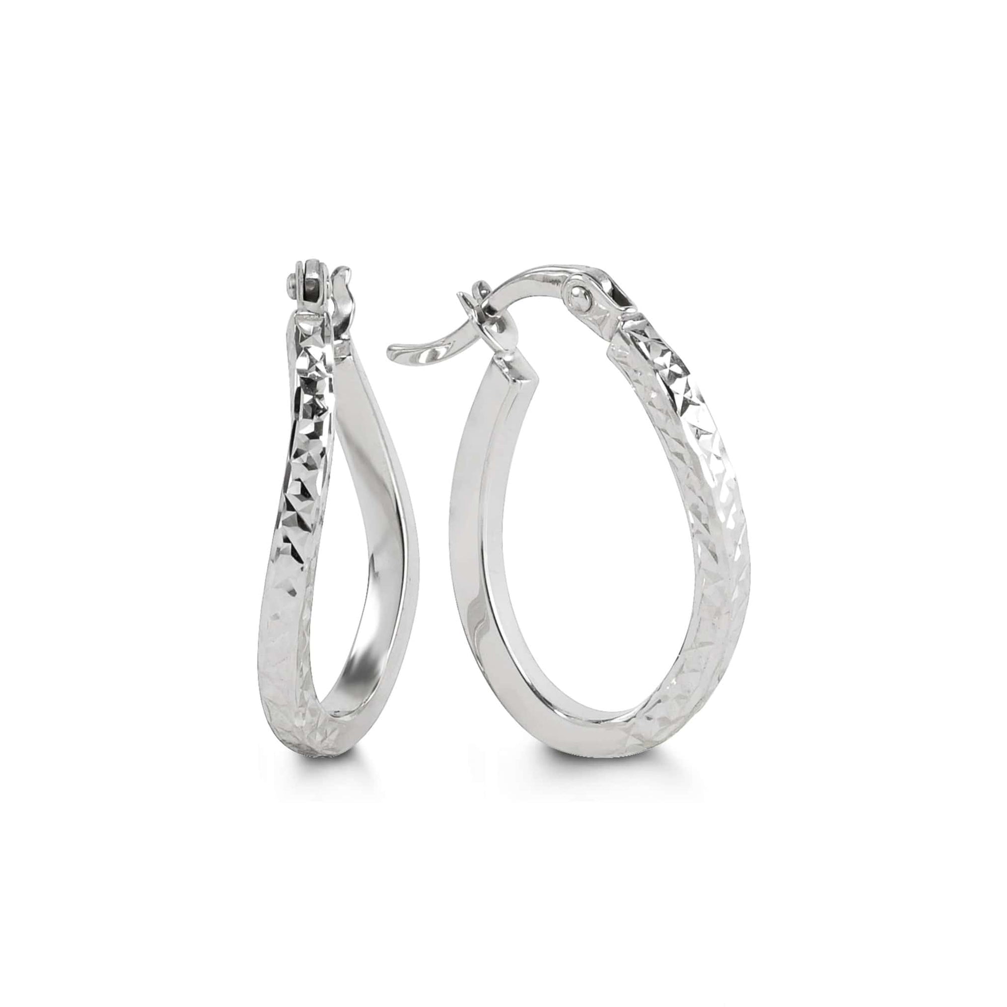 10K White Gold Diamond Cut Twist Hoop Earrings at Arman's Jewellers