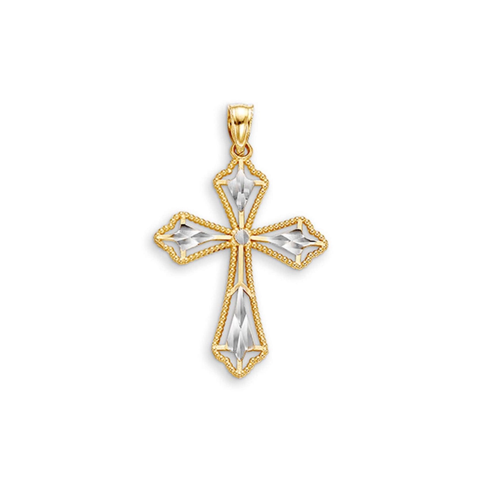 10K Fancy Diamond-Cut Cross Pendant at Arman's Jewellers