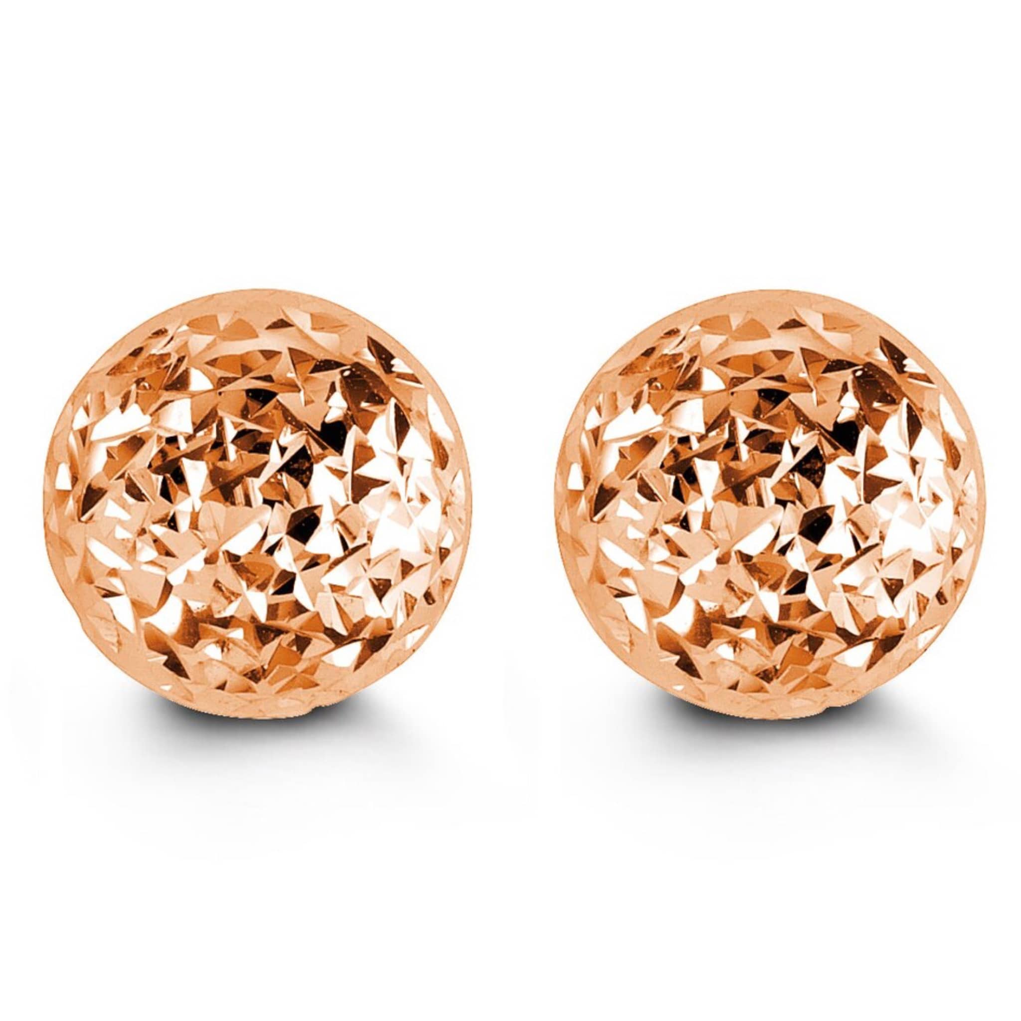 10mm 10K Rose Gold Diamond-cut Ball Stud Earrings at Arman's Jewellers