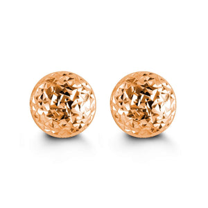 8mm 10K Rose Gold Diamond-cut Ball Stud Earrings at Arman's Jewellers
