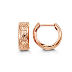 10K Rose Gold Diamond-Cut Huggie Hoop Earrings at Arman's Jewellers 