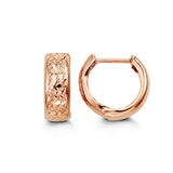 10K Rose Gold Diamond-Cut Huggie Hoop Earrings at Arman's Jewellers 
