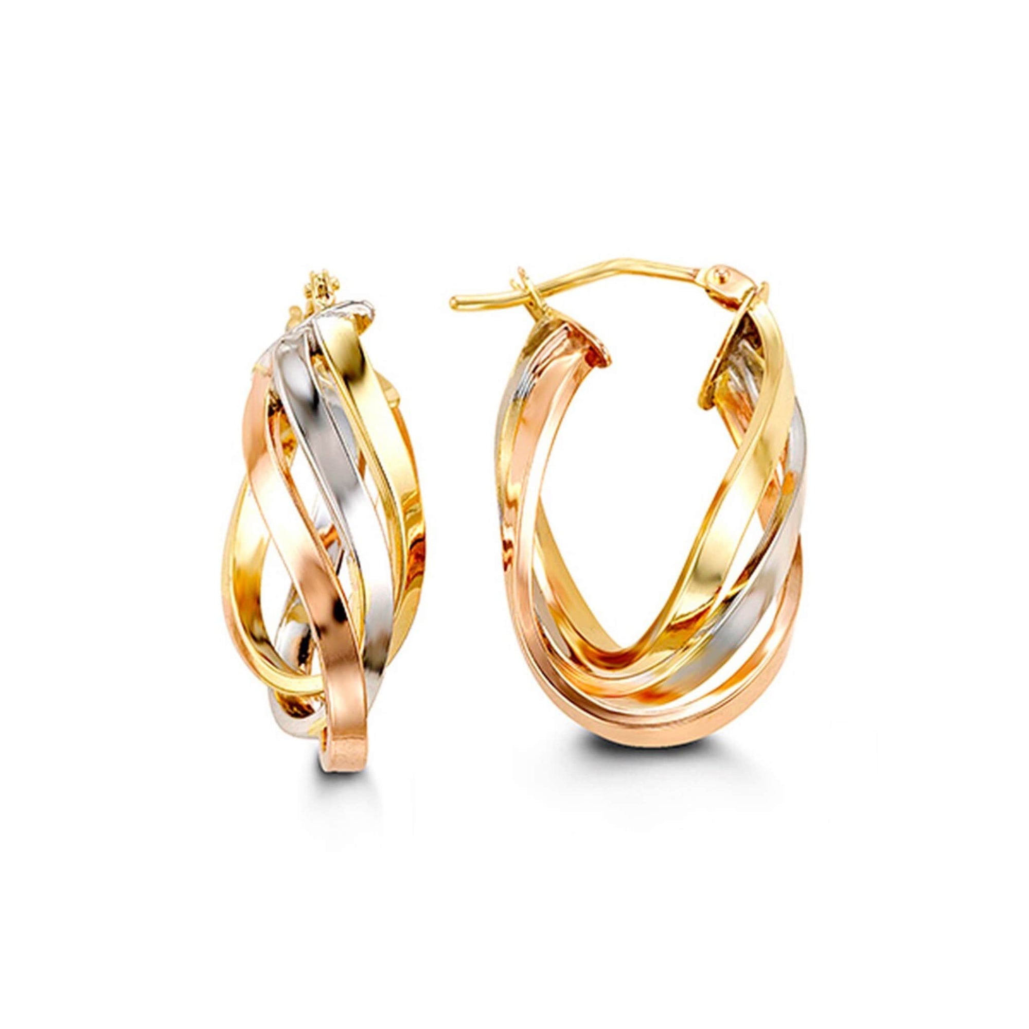 10K Tri-Colour Gold Hoop Earrings at Arman's Jewellers