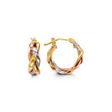 10K Tri-Gold Small Twist Hoop Earrings at Arman's Jewellers 