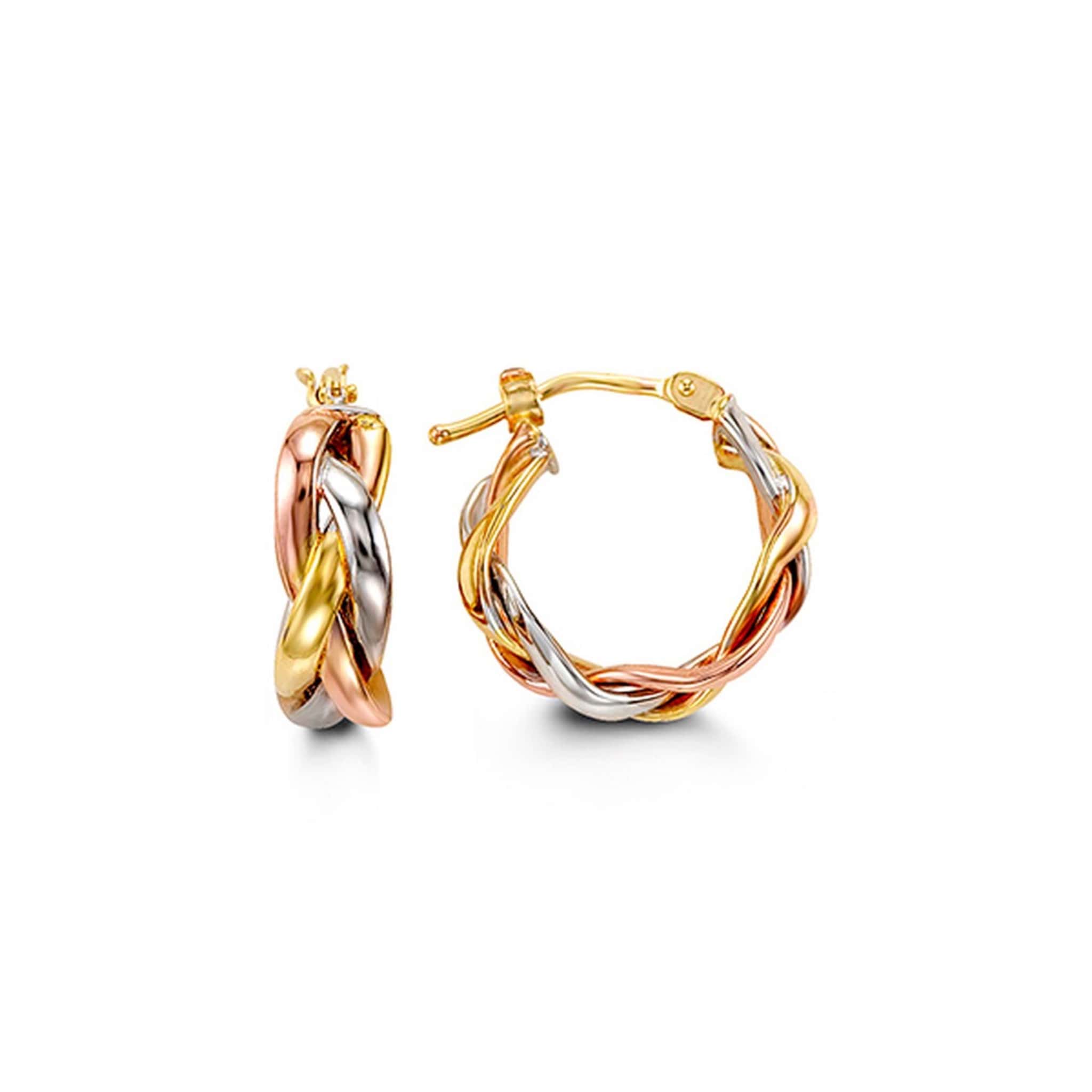 10K Tri-Gold Small Twist Hoop Earrings at Arman's Jewellers 