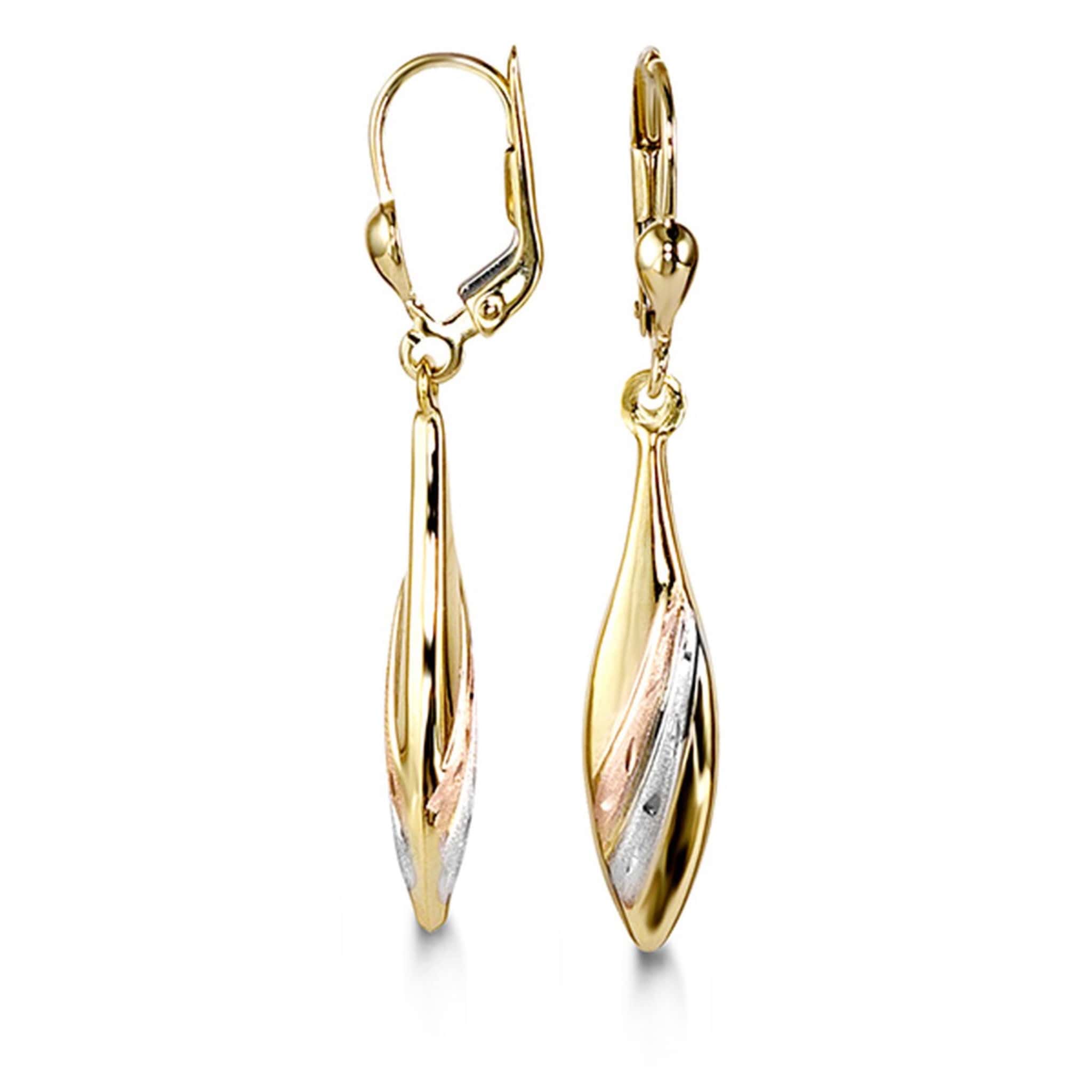 10K Tri-Gold Dangle Earrings at Arman's Jewellers