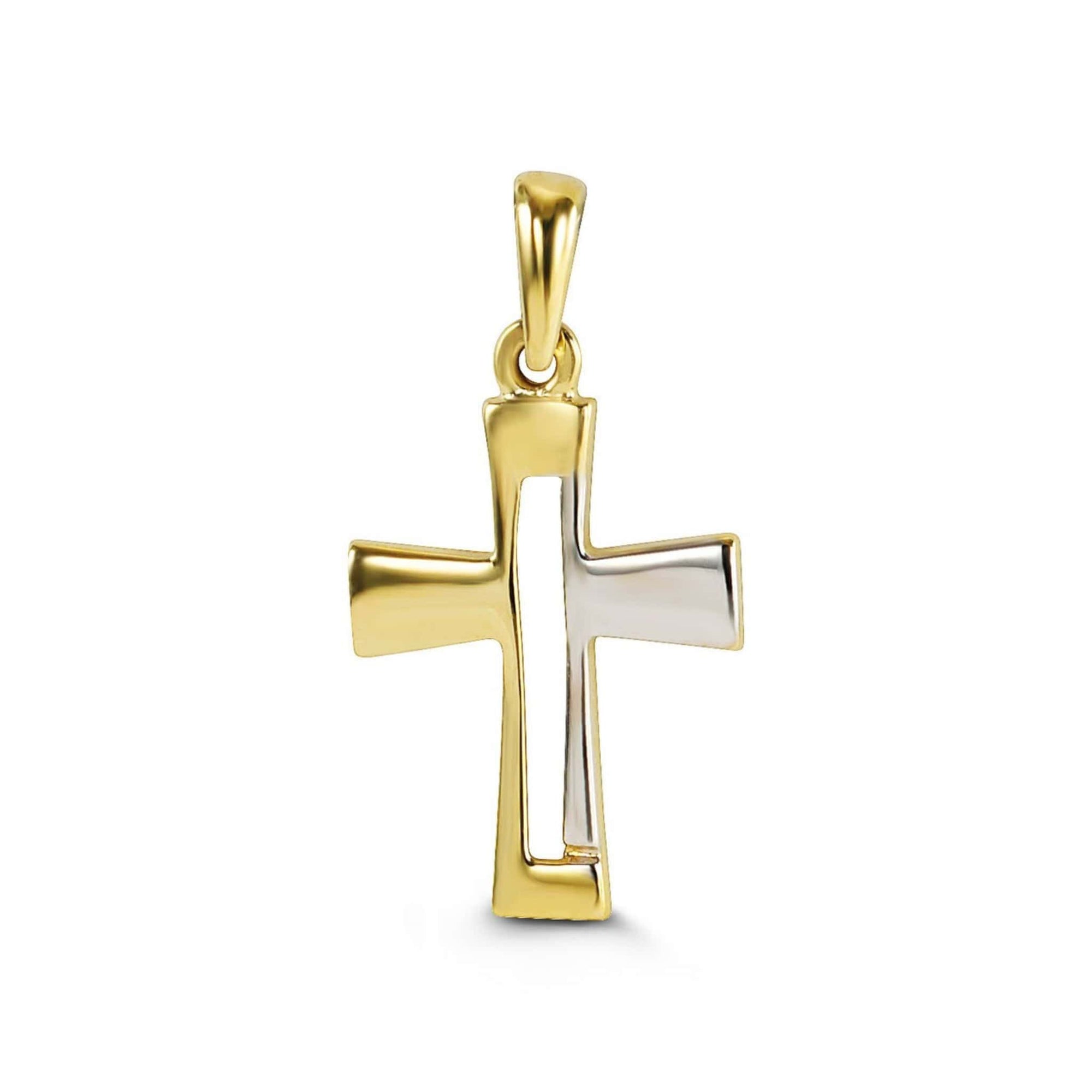 10K Two-Tone Minimalist Cross Pendant at Arman's Jewellers