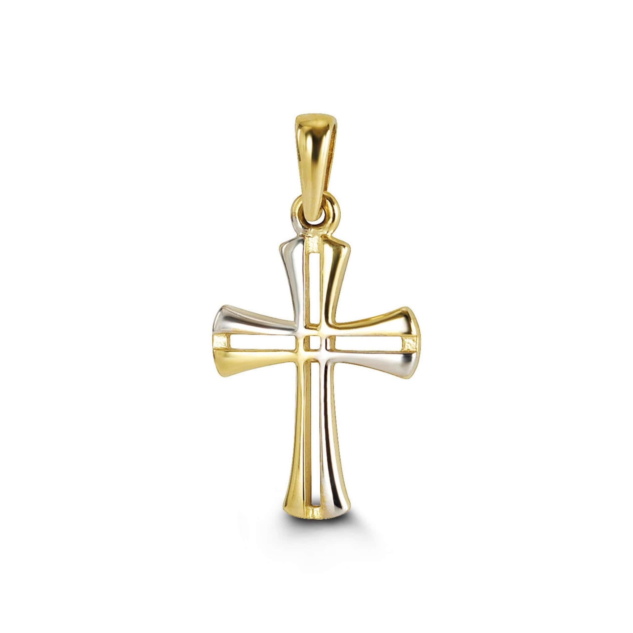 10K Two-Tone Modern Cross Pendant at Arman's Jewellers