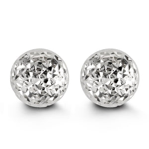 10mm 10K White Gold Diamond-cut Ball Stud Earrings at Arman's Jewellers