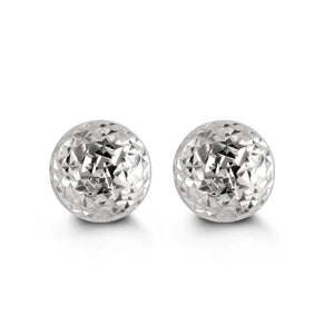 7mm 10K White Gold Diamond-cut Ball Stud Earrings at Arman's Jewellers