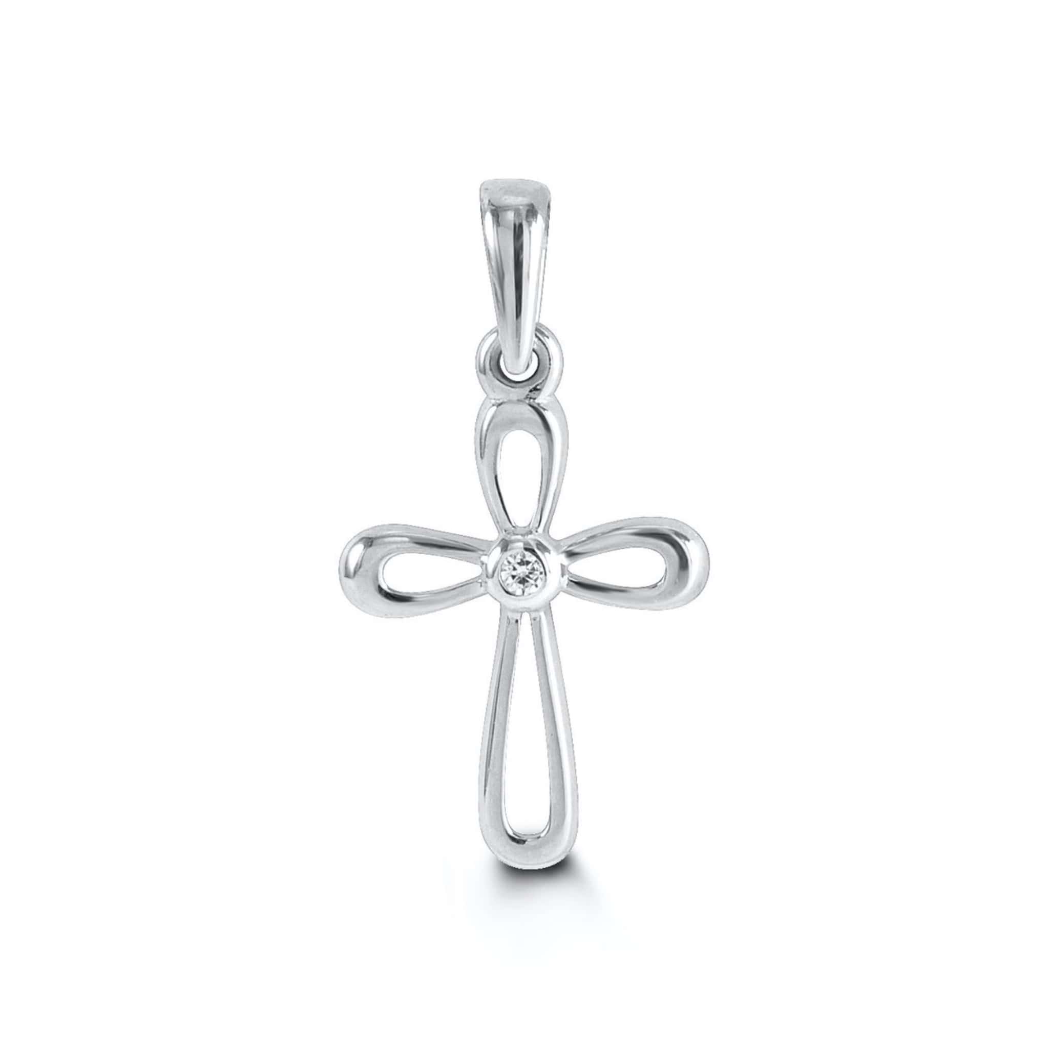 10K White Gold CZ Cross Pendant at Arman's Jewellers 