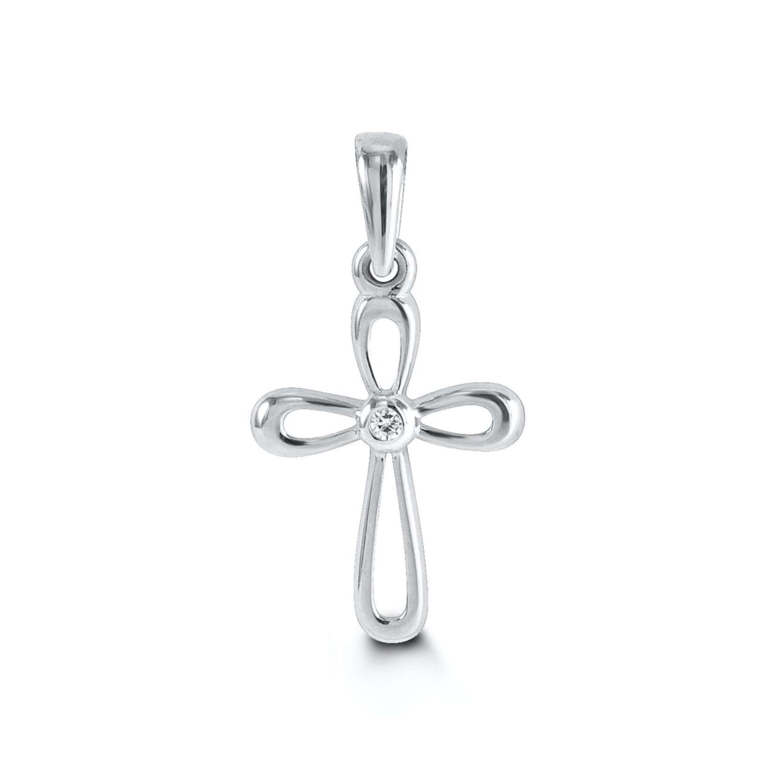 10K White Gold CZ Cross Pendant at Arman's Jewellers 