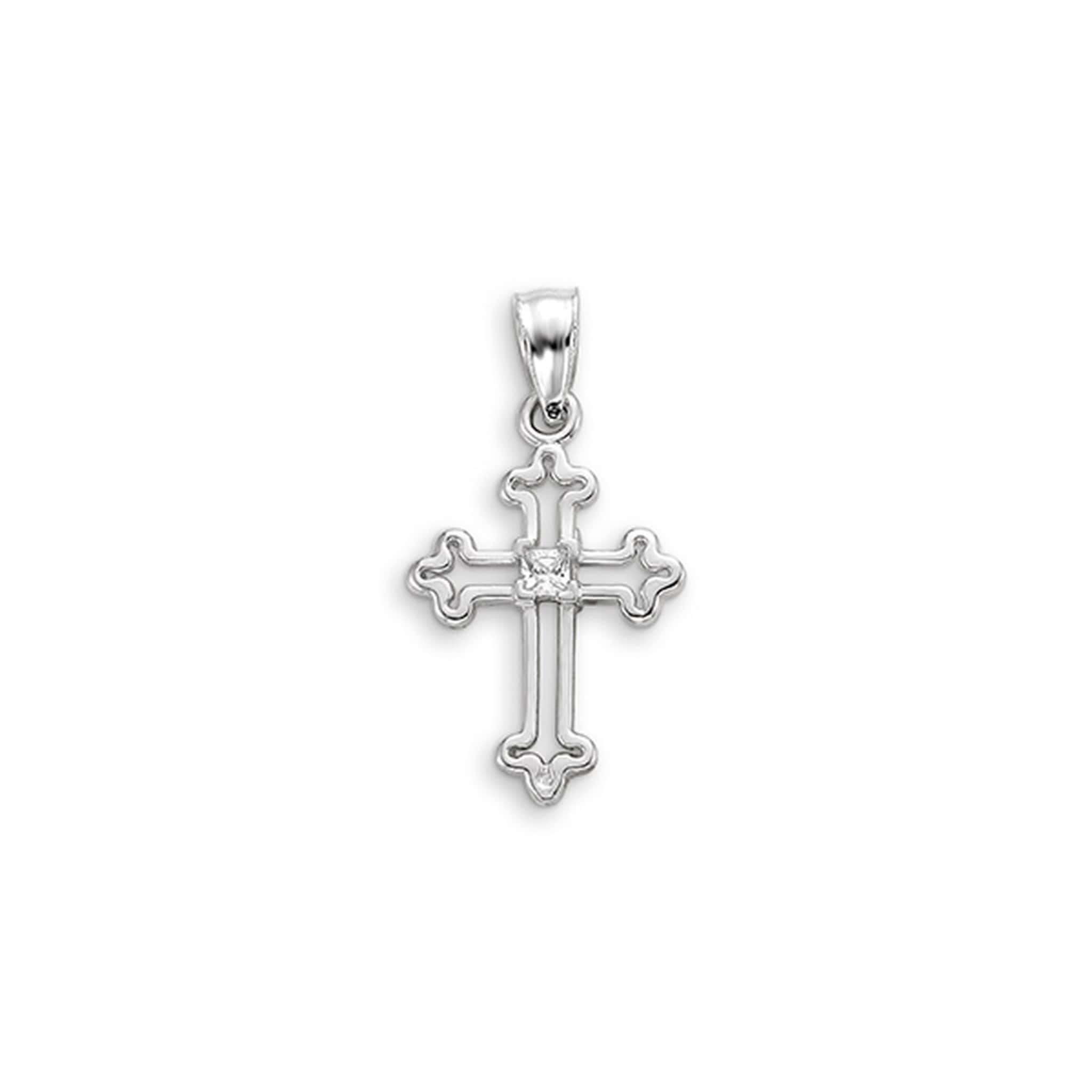 10K White Gold CZ Cross Pendant at Arman's Jewellers