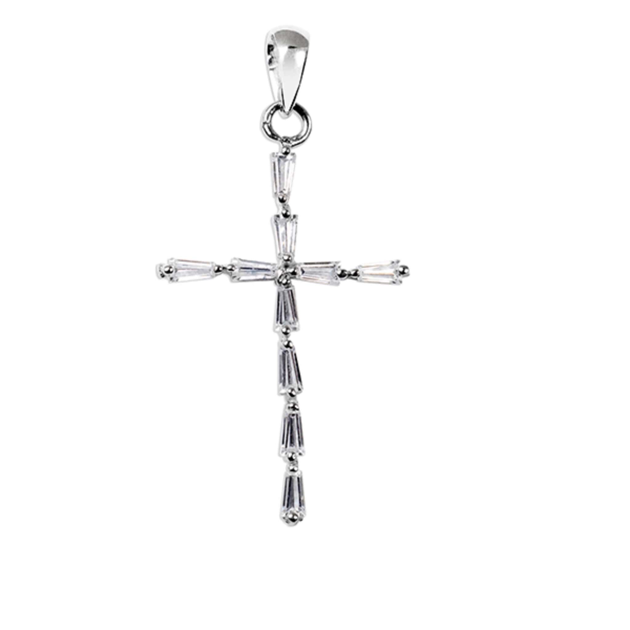 10K White Gold Cubic Zirconia Cross Pendant at Arman's Jewellers 