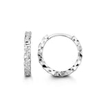 10K White Gold Diamond-Cut Huggie Hoop Earrings at Arman's Jewellers