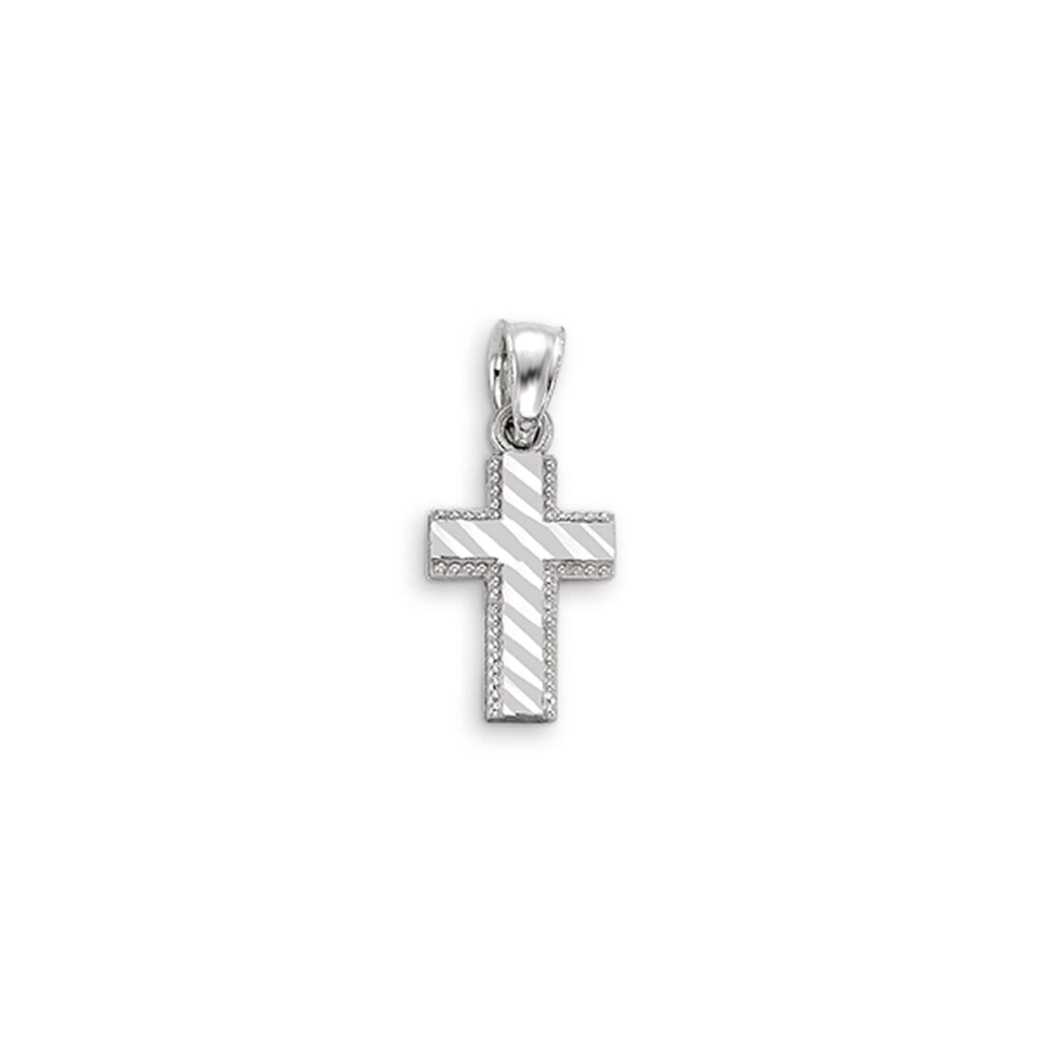 10K White Gold Diamond-cut Cross Pendant at Arman's Jewellers