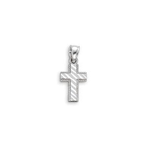10K White Gold Diamond-cut Cross Pendant at Arman's Jewellers