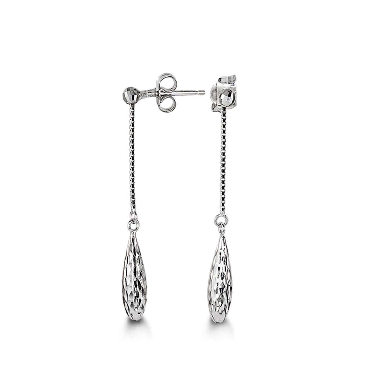 10K White Gold Diamond Cut Dangle Earrings at Arman's Jewellers 
